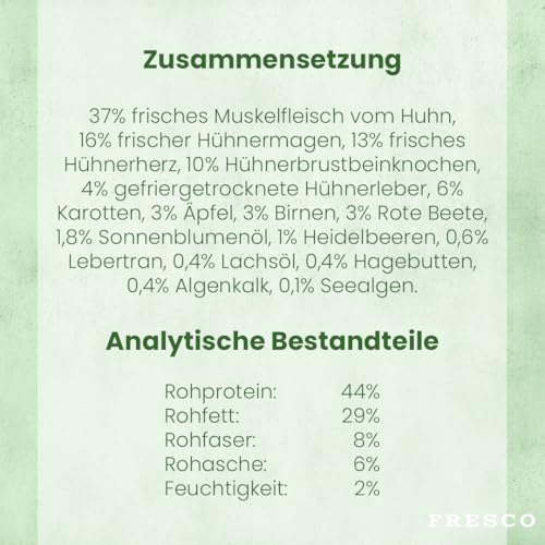 FRESCO Dog | Für kleine Rassen | Complete Plus Trockenbarf Huhn 2,5kg | Barf Trockenfutter aus frischem Fleisch, Obst und Gemüse | 100% natürliche Zutaten | ohne künstliche Zusätze