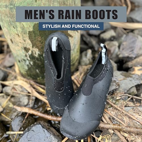 NORTY Rubber Shoes for Men - Ankle-Cut Waterproof Rain Boots for Work and Recreation - All-Weather Outdoor Footwear - Run 1-2 Sizes Large2