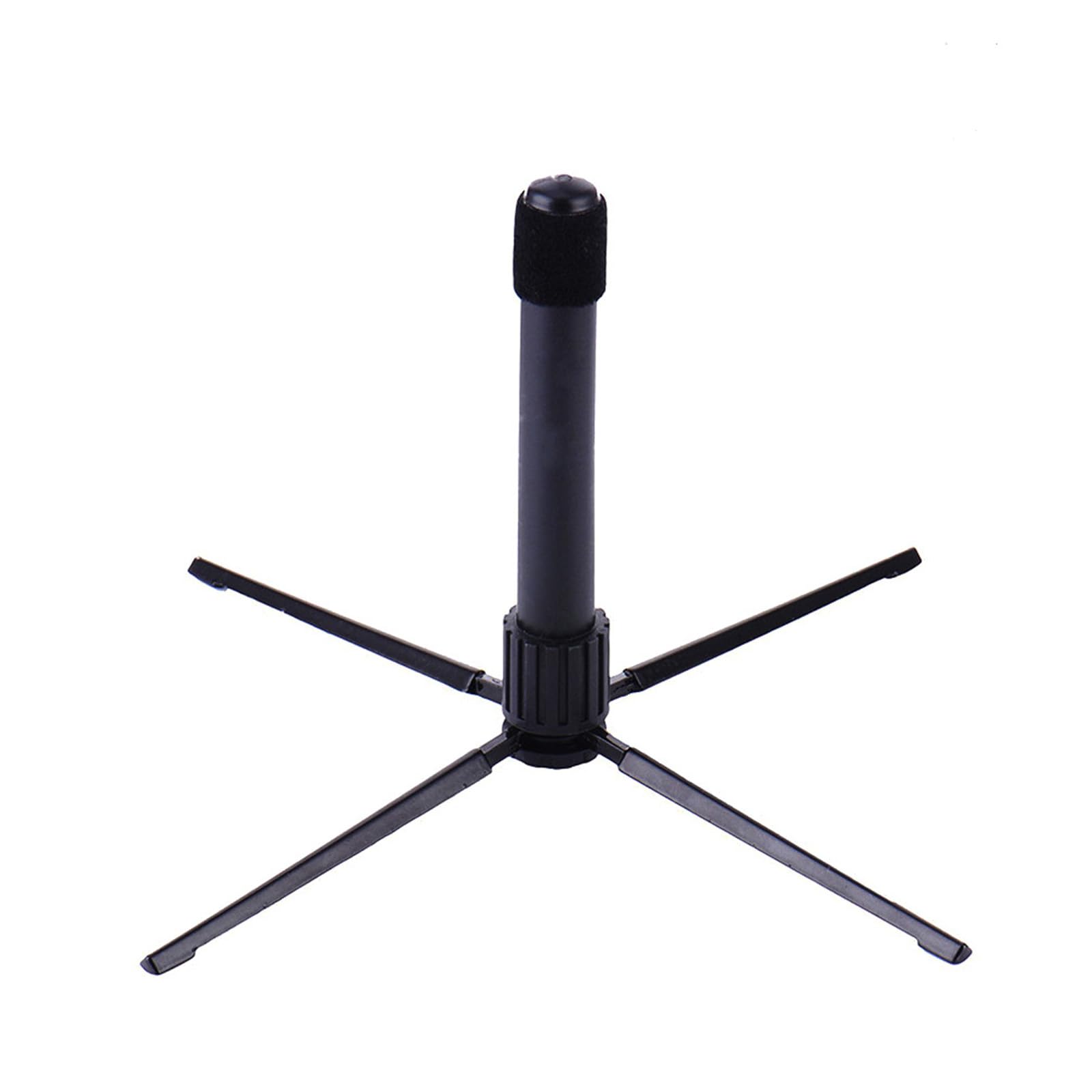 AUXBC Portable Flute Stand Holder, Black Metal Foldable Flute Support, 4-Leg Stable Flute Base, Lightweight Wind Instrument Bracket for Oboe, Flute, Clarinet, Soprano Saxophone, etc.