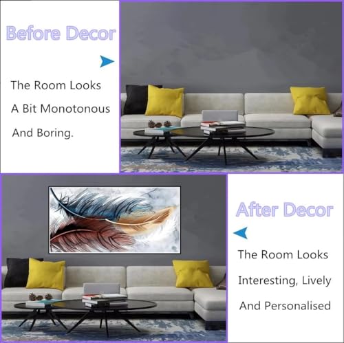 Kit Complet 5D Résumé Diamond Painting de Grand Format 150x75cm Plume Multicolore