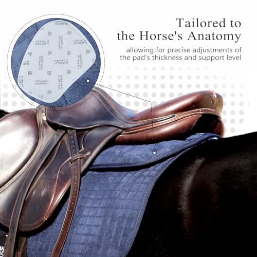 Image of Harrison Howard Correction Half Pad with 4 Pockets and Foam Inserts with Differentiated Thickness Adjustable Horse Riding Pad with Added Cushioning and Comfort