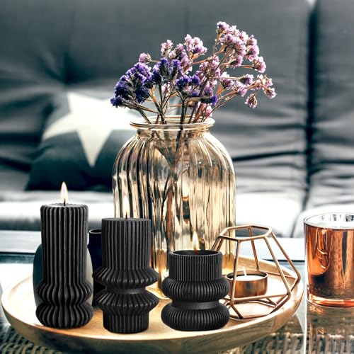 Mtlee MTLEE-WED0110D 3 Pcs Small Ribbed Pillar Candles Scented Pillar Candle Tall Pillar Candle Soy Wax Aesthetic Candle 4.7 thumb #4