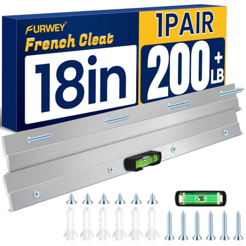 Image of French Cleat, Picture and Mirror Hanger, Aluminum French Cleat, Headboard Wall Mounting Brackets with Screws(18Inch-1 Pair,Support 200 lbs)