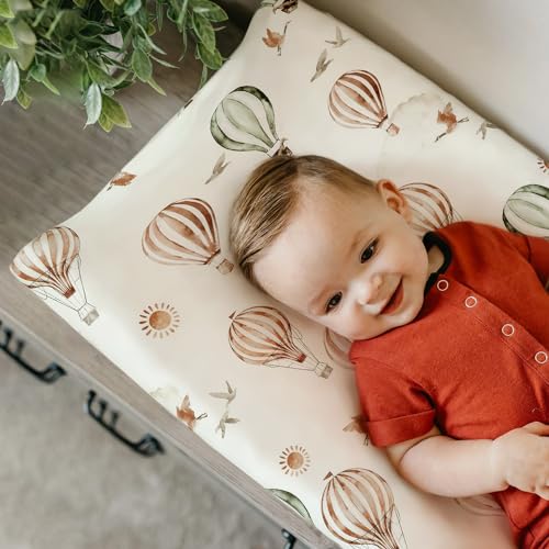 Image of GRSSDER Stretch Ultra Soft Jersey Knit Changing Pad Cover Set 2 Pack, Change Table Pad Covers Fit 32 inch /34 inch x 16 inch Pads Safe and Snug, Pretty Diaper Changing Pad Covers of Cars Print