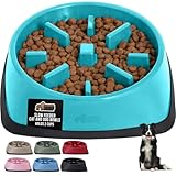 GORILLA GRIP Patented BPA Free Slow Feeder Dog Bowls, Interactive Puzzle Toy for Dogs and Cats Food Training Enrichment, Keeps Pets Busy and Prevents Puppy Overeating, All Breeds, 2 Cup, Turquoise