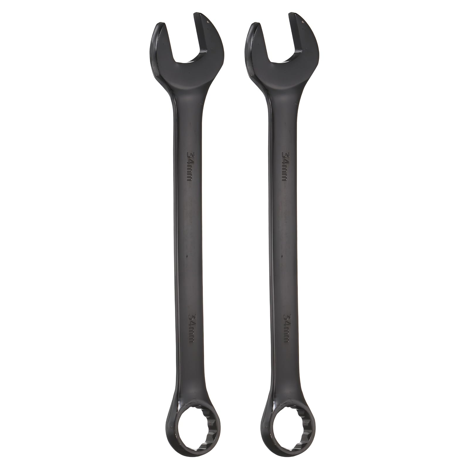 sourcing map 2pcs Metric Combination Wrench 34mm 12-Point Box & Open End Double Ended Wrenches Spanners Tools for Household Automotive Machinery DIY Repair, Black