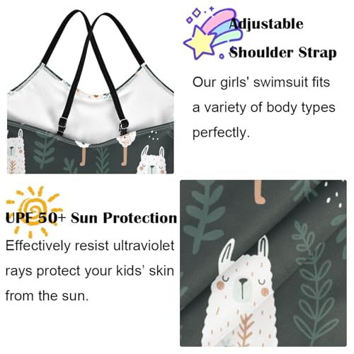 Image of Girls one Piece Swimsuit Summer UPF 50+ Quick Dry Beach Bathing Suit with Straps Swimwear 3-10 Years