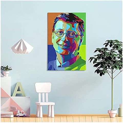 Sxurmtiie Canvas Printing 50 * 70cm No Frame Bill Gatesn Art Poster and Wall Art Picture Print Modern Family Room decor Cover
