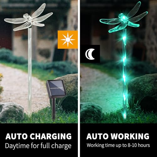 Wishator 1T6-MIXED Arcylic Solar Lights For Outside, Garden Decorative Outdoor Lights Solar Powered,Set Of 6 Pathway Lights Multicolored Flowers Decor For Yard, Patio, Plant Pot, Flower Bed thumb #2