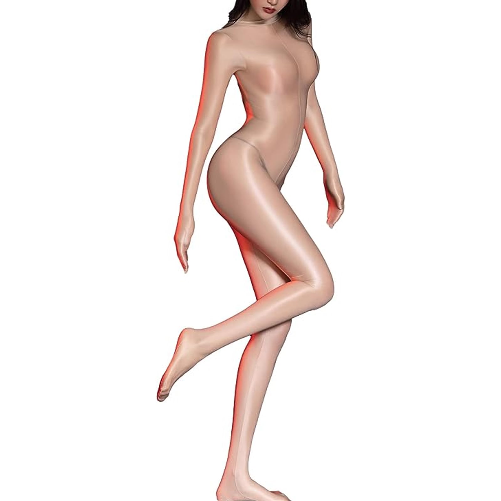 RUIBAVYA Women's Body Stockings Full Body Hooded Nylon Bodystocking Oil Shiny Bodystocking