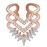 WeSparking Chevron Gold Rings for Women 14k Gold Plated Rose Gold Dainty Adjustable Rings Pointed V