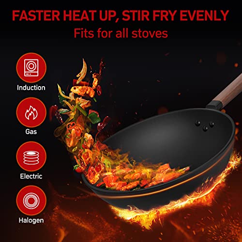 Carbon-Steel-Wok-13-Inch-Wok-Pan-with-Lid-and-Spatula-Nonstick-Woks-and-Stir-fry-Pans-No-Chemical-Coated-Flat-Bottom-Chinese-Wok-for-Induction-Electric-Gas-All-Stoves