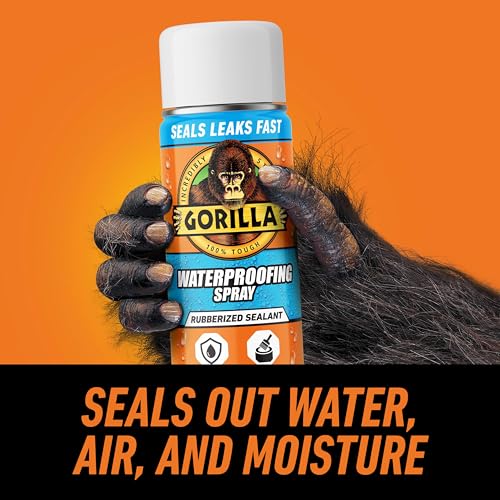 Gorilla Waterproof Patch & Seal Rubberized Sealant Spray, White, 14 Ounce (Pack of 1) - Seals Out Water, Air, and Moisture