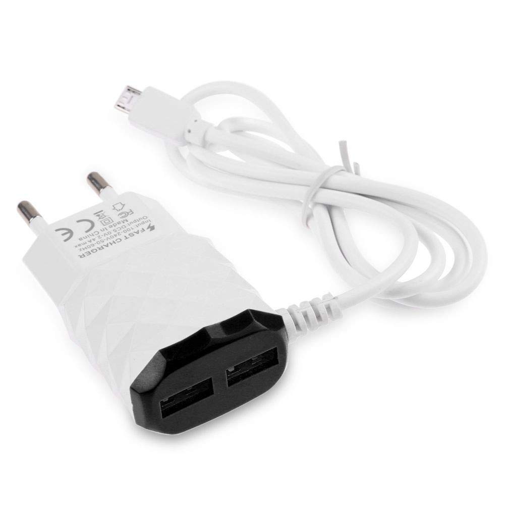 Buy Case Universal Charger Cable for Wiko Robby Android 2 USB Ports Mains MicroUSB Black Online