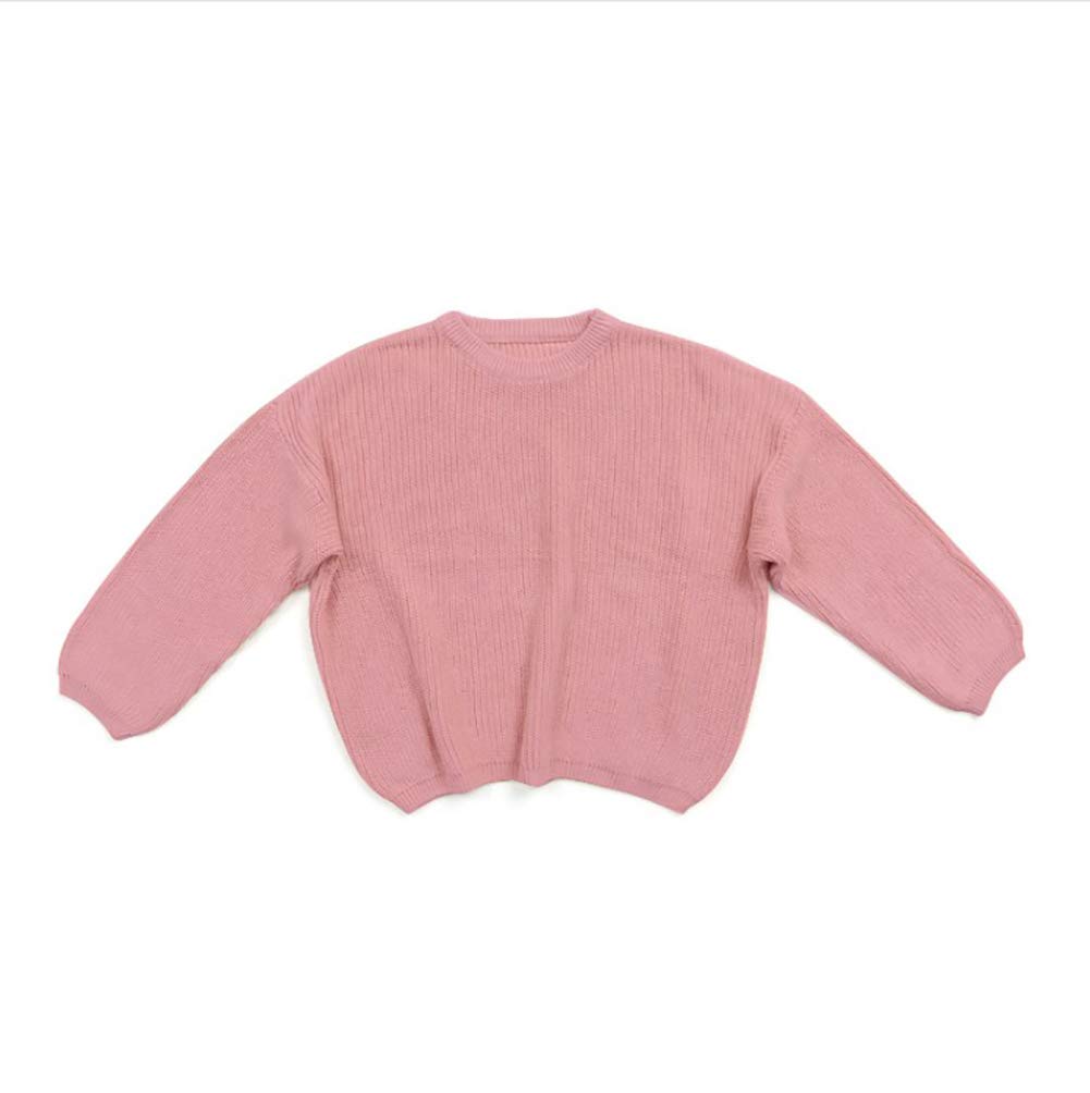 1-5T Kids Toddler Baby Girl Crewneck Long Sleeve Knit Sweater Solid Pullover Top Warm Fall Winter Outfits (Dark Pink, 4-5 Years)