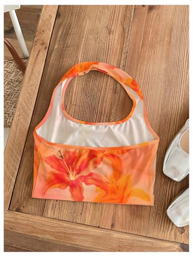 Floerns Teen Girl's Clothes Floral Print Halter Tops Cute Summer Sleeveless Tank Tops2