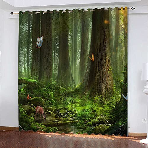 LWXBJX Tende oscuranti per camera da letto, motivo cartone animato con grandi cervi, stampa 3D, con occhielli, isolamento termico, 190 x 160 cm, 90% oscuranti, per la stanza dei giochi per bambini,