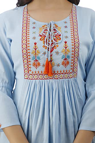Image of DMP FASHION Women's Rayon Classic Heavy Embroidery Top with Beautifull Tassels at Front and on Both Sleeves