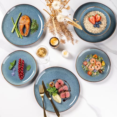 Image of AmorArc Ceramic Dinnerware Sets for 6, 18Pcs Plates and Bowls Sets Dishes | Stoneware Handmade Reactive Glaze Dinner Set, Highly Scratch Resistant | Dishwasher & Microwave Safe Dishware