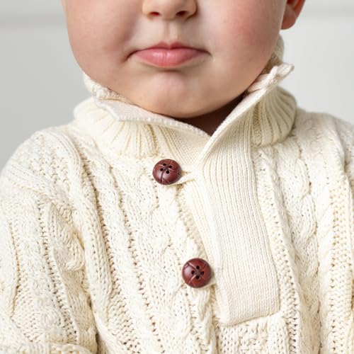Image of Hope & Henry Boys' Mock Neck Cable Sweater with Button Placket
