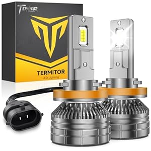 Termitor H11 light bulbs, 2024 Upgraded 26000LM 600% Brightness,120W H8 H9 light Bulbs,Cool White 6500K,60000Hrs Lifespan,IP68 Waterproof,Halogen Replacement,plug and play H11 fog bulbs,Pack of 2