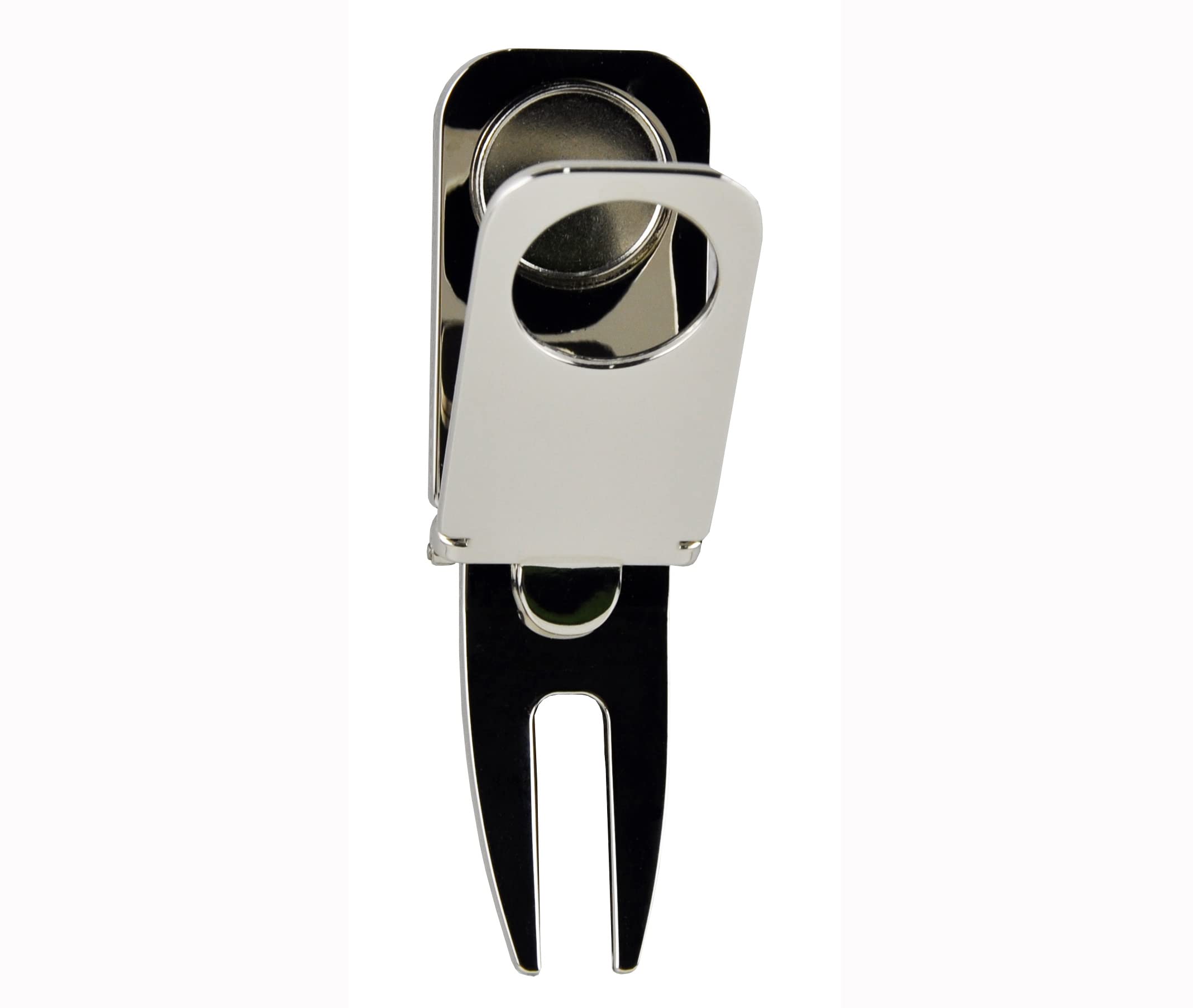 DUCIHBA Golf Cigar Holder, Magnetic Golf Divot Repair Tool and Ball Marker, 3 in 1 Golf Accessory Tool, Gift for Man, Metal Zinc Ally_ Polished Nickel Silver Finish