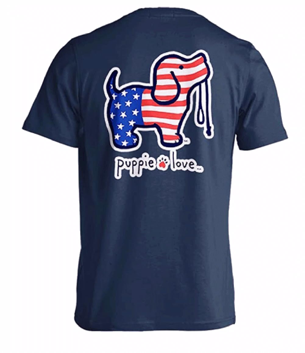 Puppie Love Rescue Dog Unisex Men/Women Short Sleeve Graphic T-Shirt, Blue Dusk, 3XLarge