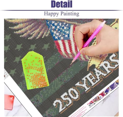ijbnhd Large Diamond Painting, Large Diamond Art Kits for Adults, Full Drill Round Big Diamond Painting, DIY Independence Day Gem Art and Crafts for Home Wall Decor Gift 27.5 X 15.7inch — view 6