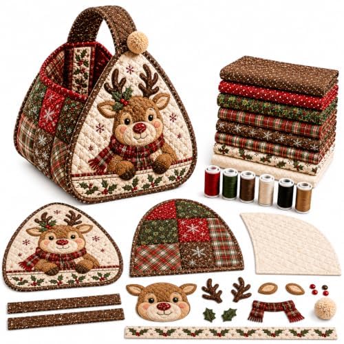 Christmas Character Quilted Carry Basket DIY Fabric Sewing Kit，#a