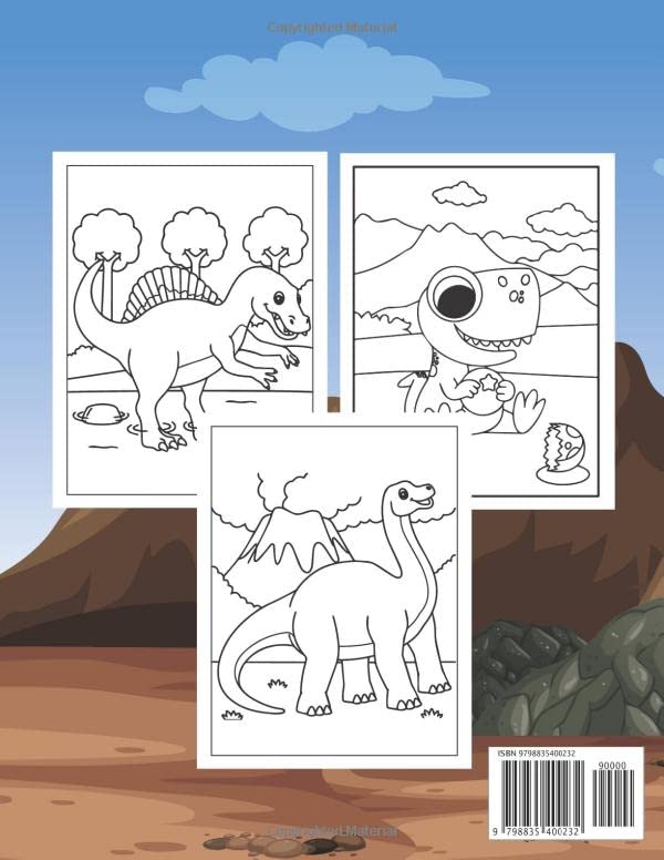 Dinosaur Coloring Book For Kids: Awesome Realistic Dinosaur Designs For Boys and Girls And Great Gift Ideas For Kids From Toddlers & Preschool, Ages 2-4 To 4-8 Years Of Age image 3