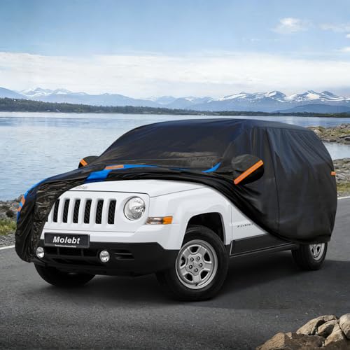 Image of Custom Fit SUV Car Cover for Jeep Patriot (2007-2017), Upgraded Waterproof All Weather Outdoor Auto Cover with Driver Door Zipper & Mirror Pockets, UV /Snow /Dust Protection