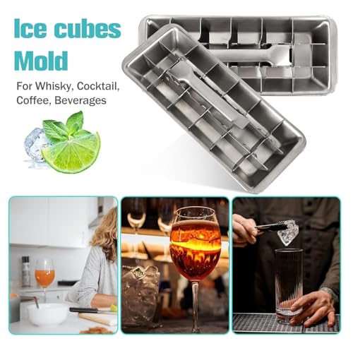 Bandeja para cubitos de hielo de acero inoxidable con 18 ranuras y asa miniatura 4