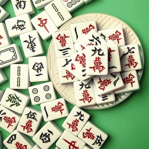 Lotvic Mini Mahjong Set, Mahjong Set, Mini Majong Spiel, Traditionelles Chinesisches Majong mit 144 Majong Steinen, Geeignet für Jung und Alt, Ideal für Familien, Reisen, Partys