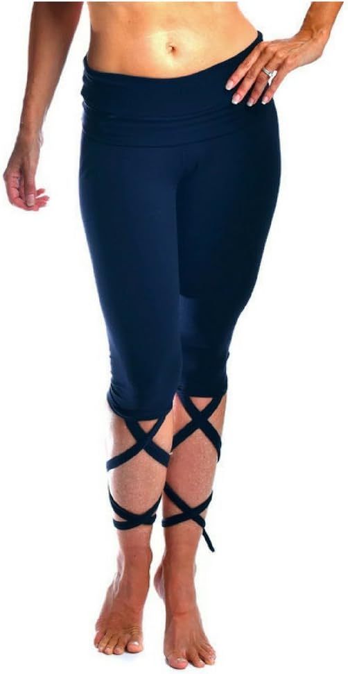 OH MY BOD Brand Premium Supplex Lace Down Gladiator Legging Yoga Exercise Fitness Capri Made in USA Lycra