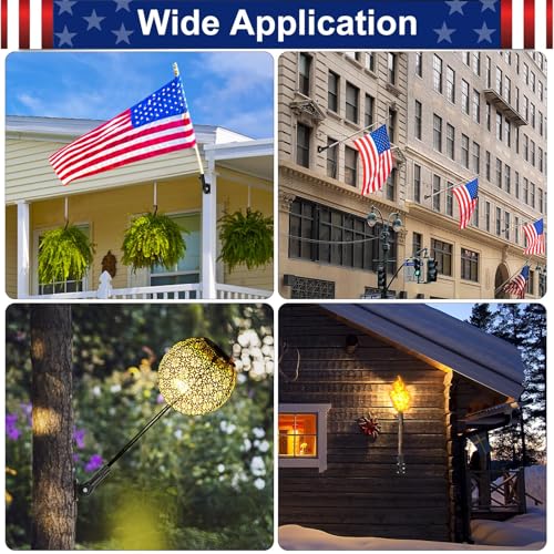 حامل عمود العلم، حامل قوس عمود العلم الخارجي للمنزل، حامل علم معدني شديد التحمل، دعامات تثبيت من سبيكة الألومنيوم، حامل علم قابل للتعديل، قوي خالي من الصدأ، للمنزل، الجدار، الشرفة (1 بوصة أسود)