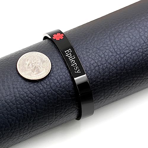 Image of Uloveido Custom Engraving Medical Alert Bracelets for Women, Stainless Steel Open Cuff Bangle Medical Bracelet Personalized Medical ID Bracelet