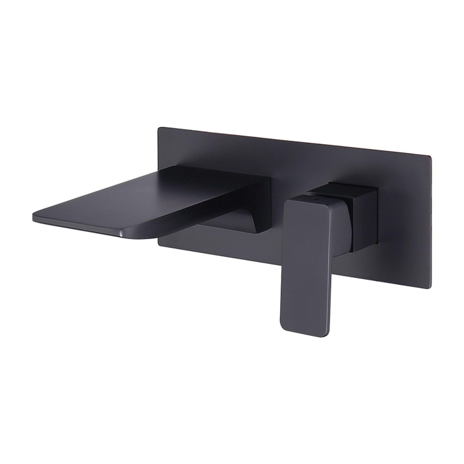Mgnsjgyxn Panel Black Basin Faucet Storage Black Wall-Mounted Waterfall Faucet All-Copper Washbasin Hot And Cold Concealed Basin Faucet Household Black Panel