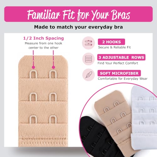 Image of Fashion First Aid Brah! Extenders (3-Pack) - Adds Security, Breathing Room to Tight Bras - Soft Microfiber Bra Extender Pack