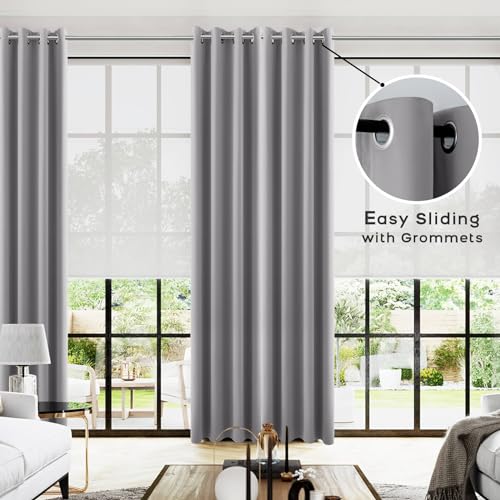 Image of Grey Grommet Insulated Thermal Room Darkening Blackout Curtains 52x96 Inches Long
