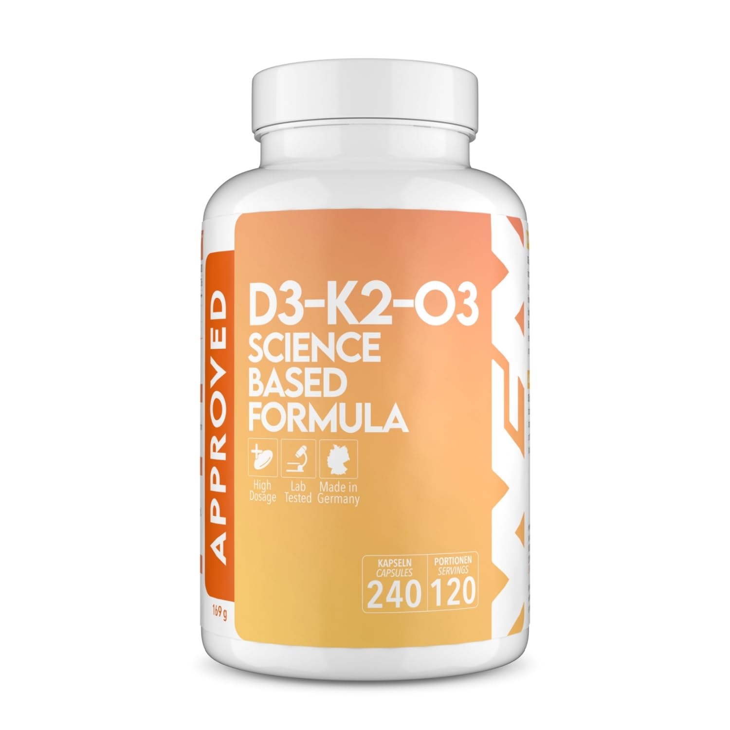 WFN Approved D3-K2-O3 - Vitamina D3 + K2 + Omega 3-240 capsule - Prodotto e testato in Germania