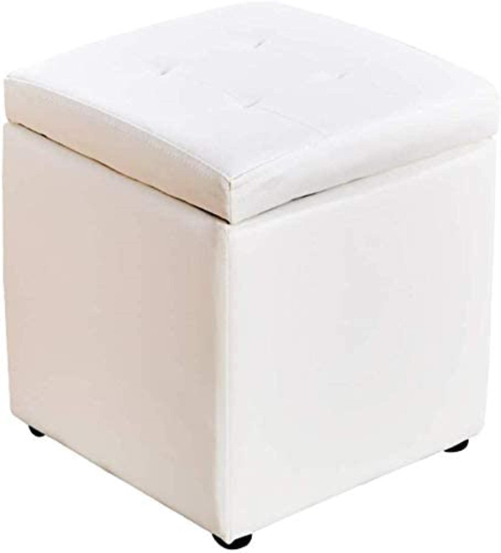 Tabouret cube en simili cuir avec surpiqûres haut de gamme