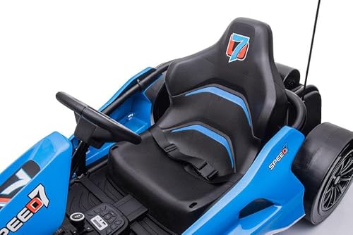Kinder Elektroauto e-Gokart mit 24V und Driftfunktion + 2X 12V7A (24V7A) Akku und 2 Motoren -Blau (Blau)