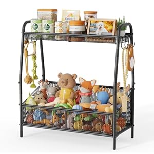 Full Metal Dog Toy Basket, 23.6″x11.2″x7.9″ Large Dogs Toy Bin with Storage Organizer, Chew-Resistant Toy Box for Dog Stuff Accessories, Pet Toy Storage Holder for Cat Dogs Essential Supplies