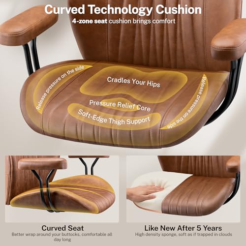 HeroSet Leather Office Chair Brown