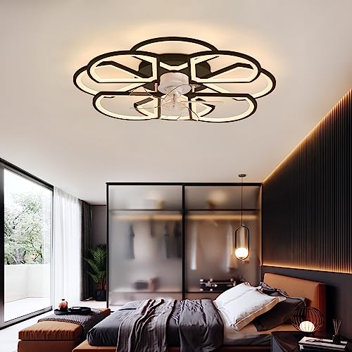 YUNZI Legno Ventilatore da Soffitto con Luce E Telecomando LED Dimmerabile Lampadari Ventola Motore DC Reversibile 6 velocità per Camera da Letto