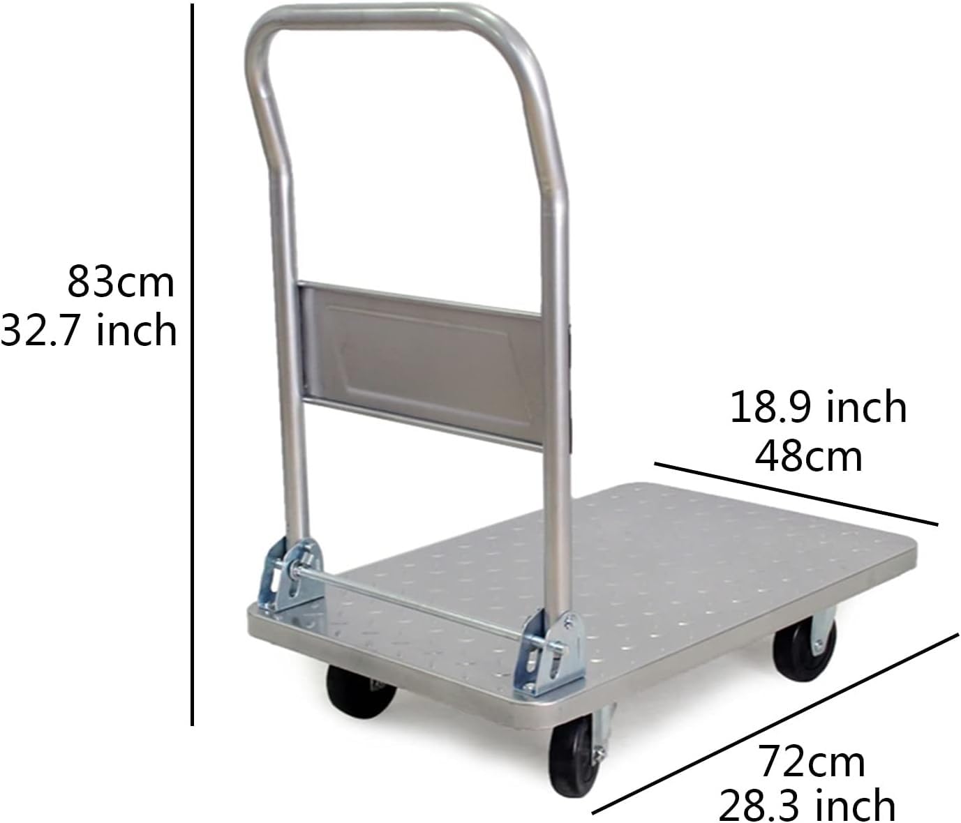 Carrello su Ruote Carrello Pesante da Tirare a Mano Carrello in Acciaio Carrello con Piattaforma Mobile Pieghevole per Un Facile stoccaggio e Ruote girevoli a 360 Gradi C