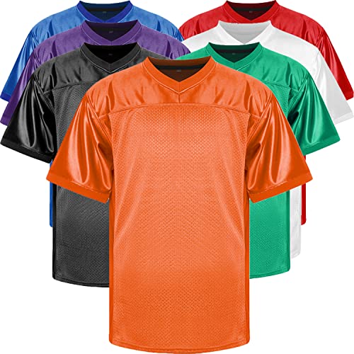 JKNAKN Blank Football Jerseys Mesh Athletic Football Shirt Practice Sports Uniform Black White Jersey (Orange X-Large)