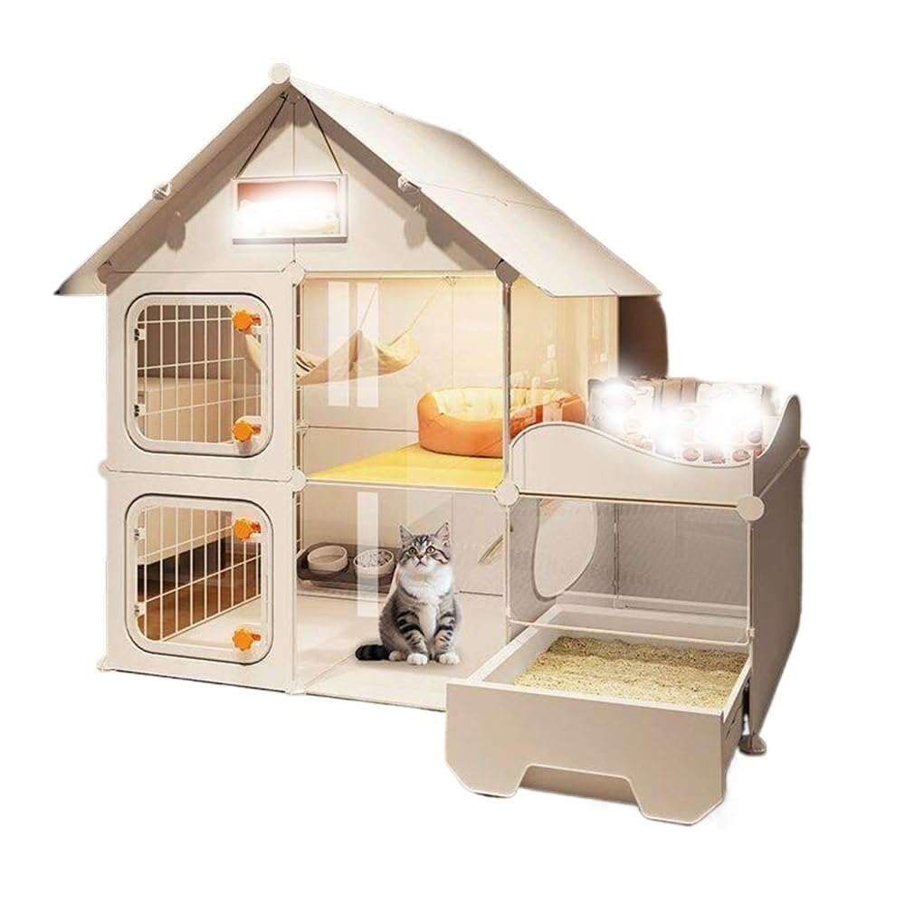 villa per gatti Villa for gatti a 2 livelli con lettiera. Cuccia for ciotola e tetto Per interni