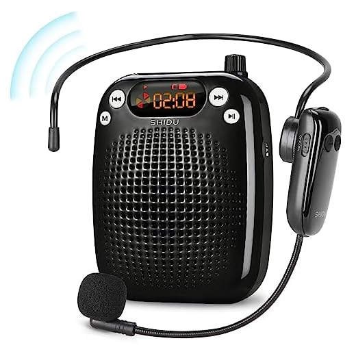 SHIDU Voice Amplifier with UHF Wireless Microphone Headset, Support MP3 Play 10W 2000mAh Portable Wearable Rechargeable PA system for Speaker Classroom, Meetings, Promotions and Outdoors