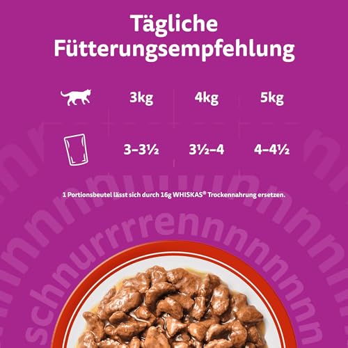 WHISKAS Nassfutter in Sauce für Katzen 84 x 85g Klassische Auswahl